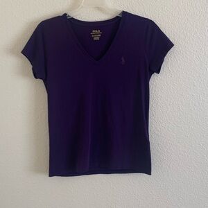 Polo by Ralph Lauren Women's Deep Purple V-Neck Tee